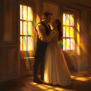 唯美浪漫情侣插画