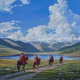 青藏高原油画设计