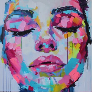 人脸色块拼接装饰画