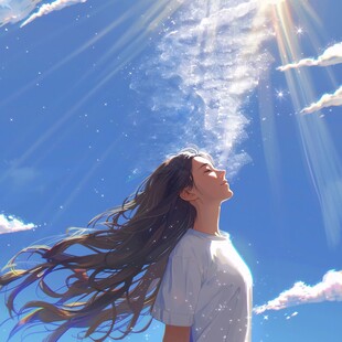 沐浴阳光的女孩
