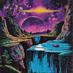 粉红色的外星洞穴和河流