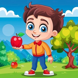 吃苹果小朋友