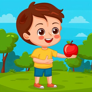 吃苹果小朋友