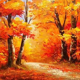 秋天美景秋天森林画