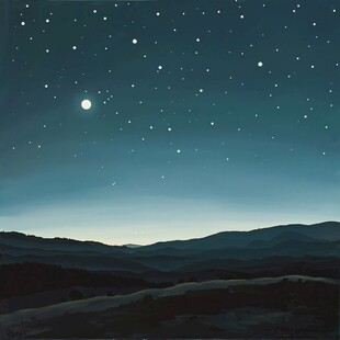 意境图片星月山川挂图