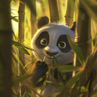 写实熊猫插画