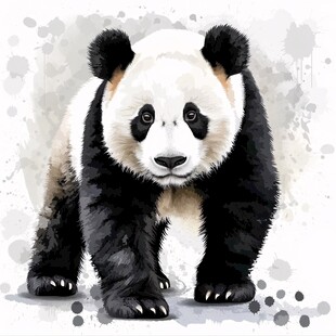 珍稀动物熊猫插画