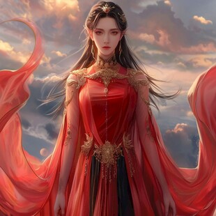 红衣少女设计古风