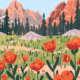 扁平化自然插画