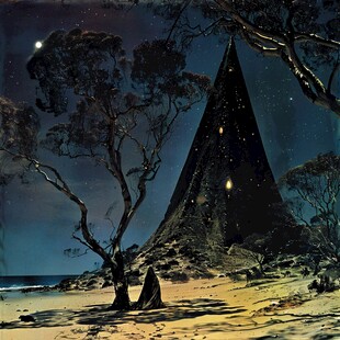 手绘雪夜风景无框画