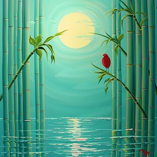 竹子与月亮