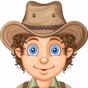 戴帽子卡通男孩