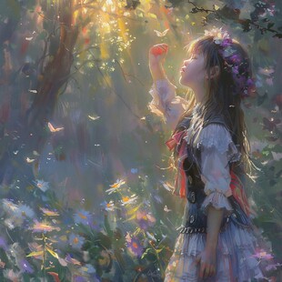 唯美意境少女插画