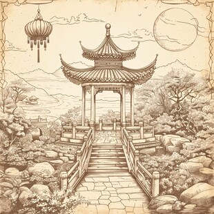 爱晚亭插画