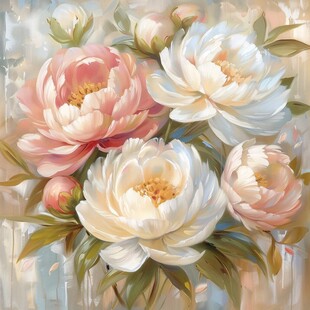 手绘立体牡丹花卉