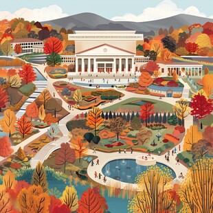 哥伦比亚大学旅游插画