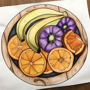 手绘水果盘
