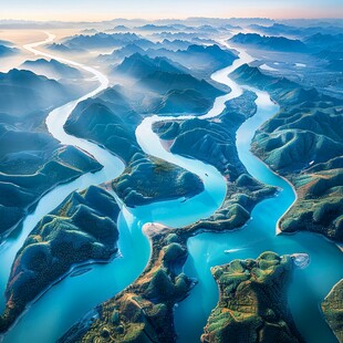 蜿蜒河道河谷