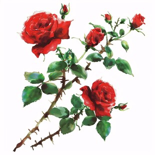 写实手绘玫瑰花素材