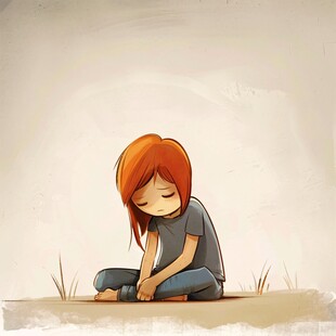 孤单的小女孩插画