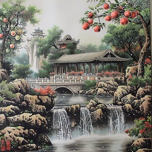 山水楼阁亭台墙画