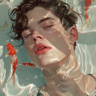 唯美男生插画