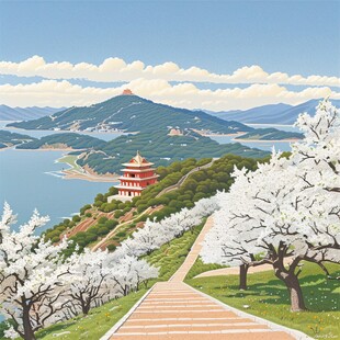 江南香山风景区插画