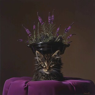 油画大花猫
