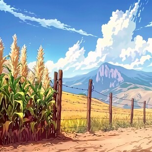 小麦田插画