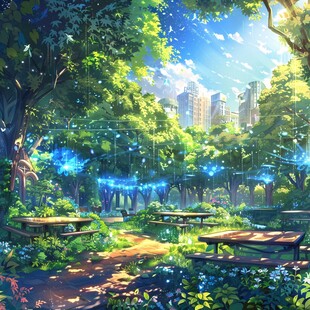 唯美校园插画