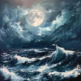 月夜油画