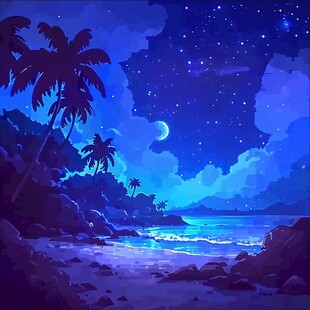 海滩夜景