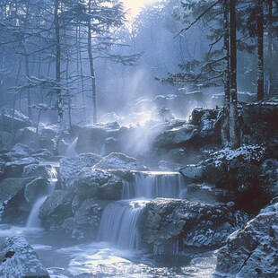 唯美风景山间流水