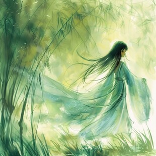 唯美意境少女插画