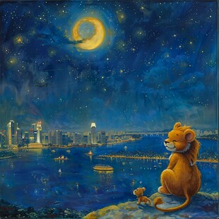 城市夜空唯美手绘