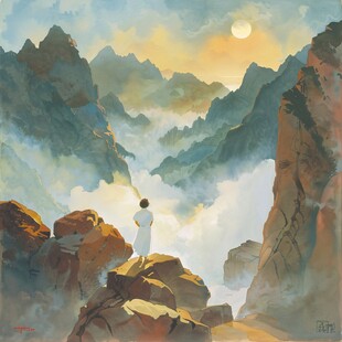 向往更高的山峰禅意画