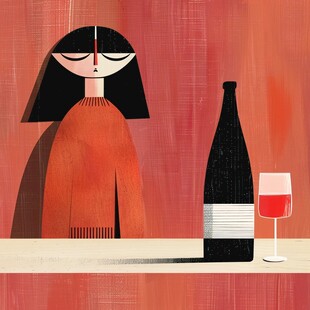 红酒女孩宣传插画