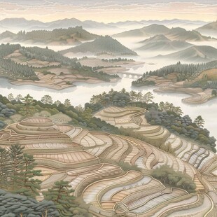 梯田插画