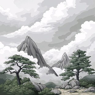 鼠绘迎客松