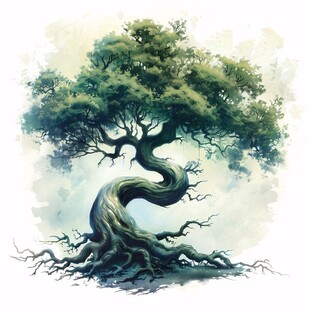 仙境古树插画