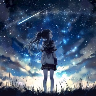 星空下的少女