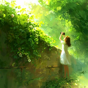 唯美意境少女插画