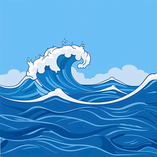波涛海浪插画