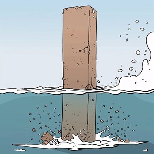 水中的水泥柱