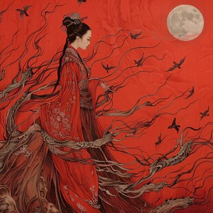 红衣少女设计古风