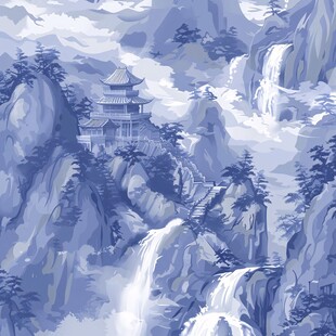 鸿山织雨景点插画