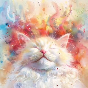 手绘猫眯装饰画