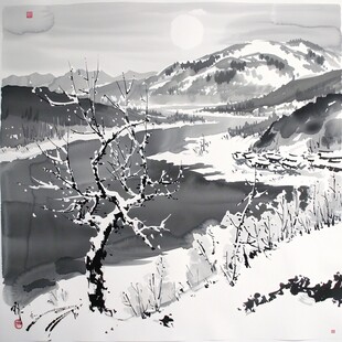 雪景水墨画