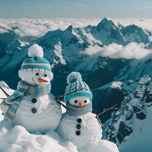 雪山顶上的雪人