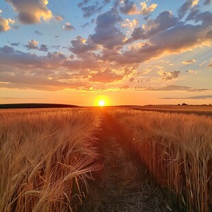 麦田夕照